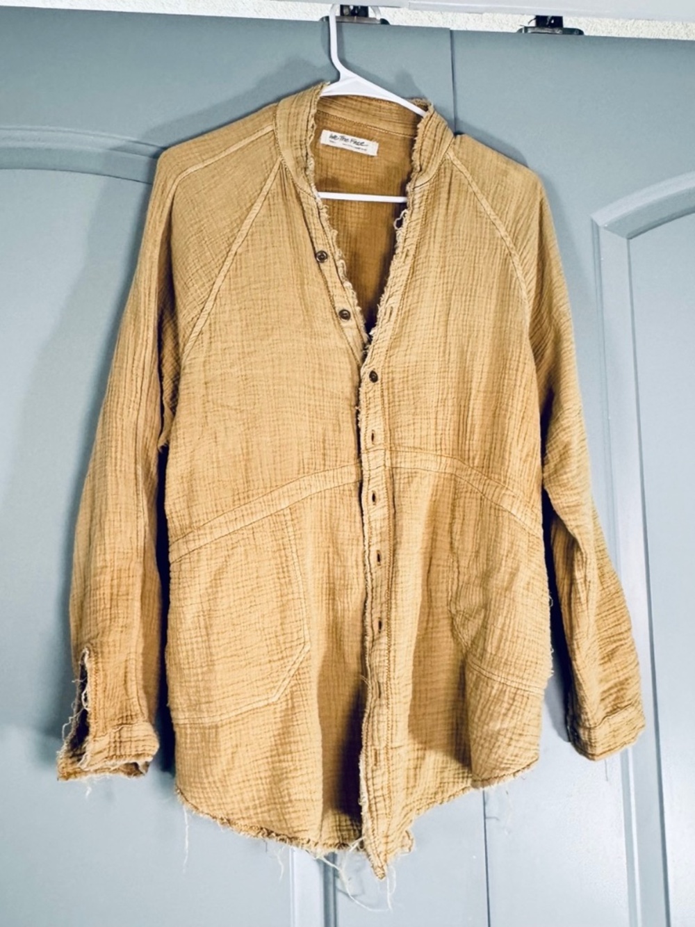 We The Free Tan Gauzy Button down Sz S